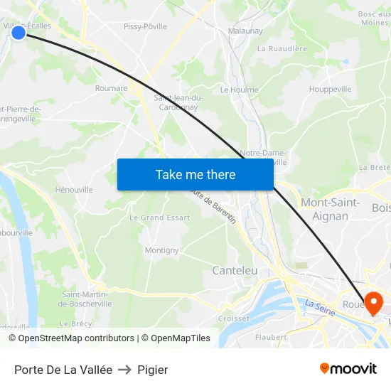 Porte De La Vallée to Pigier map