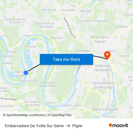 Embarcadere De Yville Sur Seine to Pigier map