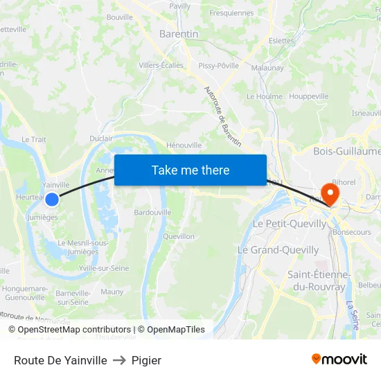 Route De Yainville to Pigier map