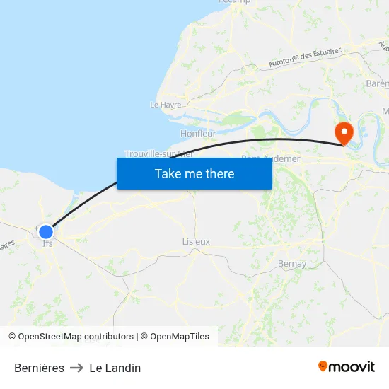 Bernières to Le Landin map