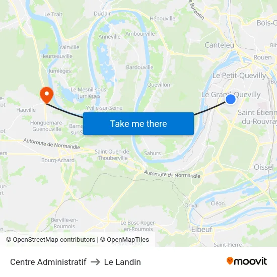 Centre Administratif to Le Landin map