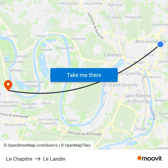 Le Chapître to Le Landin map