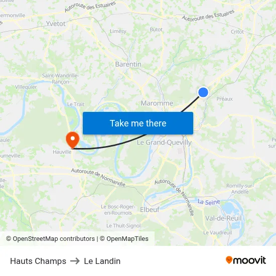 Hauts Champs to Le Landin map
