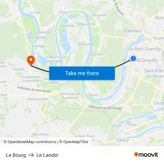 Le Bourg to Le Landin map