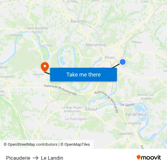 Picauderie to Le Landin map