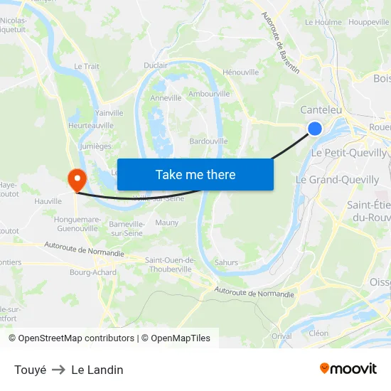 Touyé to Le Landin map