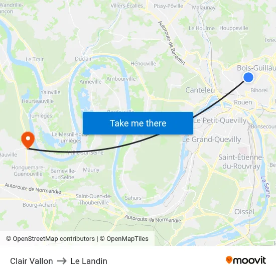 Clair Vallon to Le Landin map