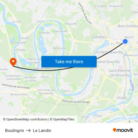 Boulingrin to Le Landin map