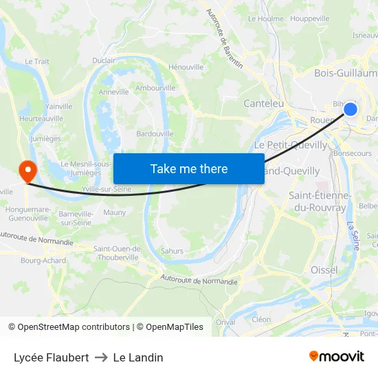 Lycée Flaubert to Le Landin map