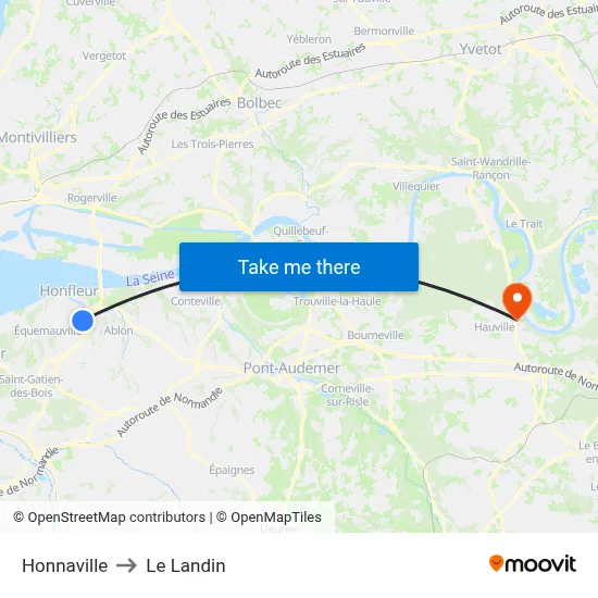 Honnaville to Le Landin map