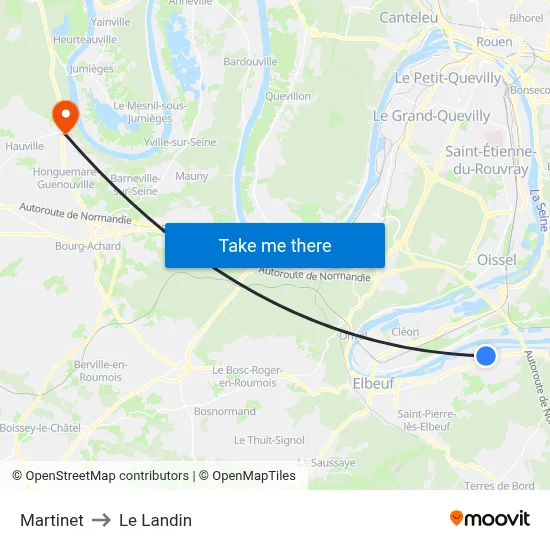Martinet to Le Landin map