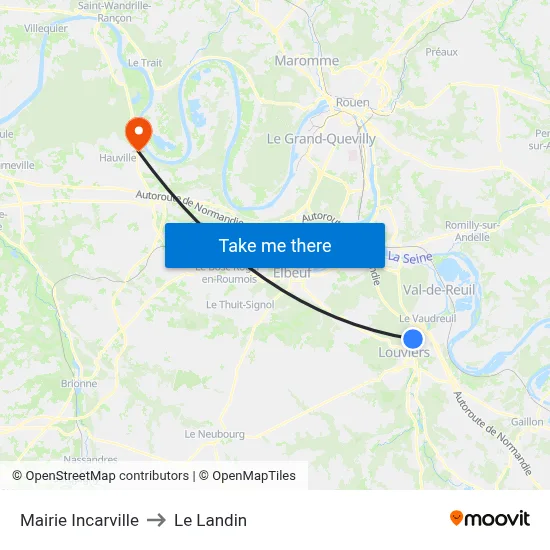 Mairie Incarville to Le Landin map