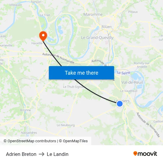 Adrien Breton to Le Landin map