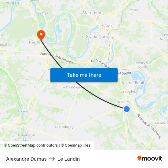 Alexandre Dumas to Le Landin map