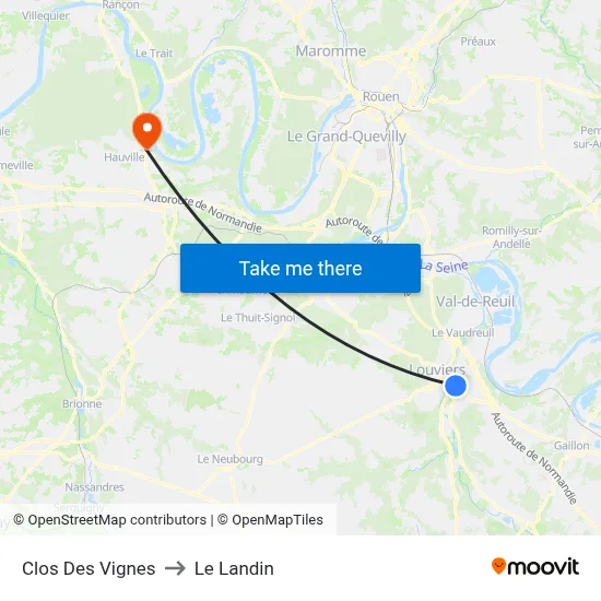 Clos Des Vignes to Le Landin map