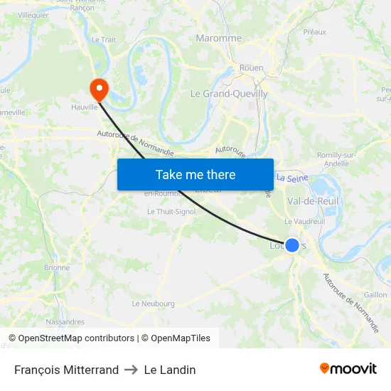 François Mitterrand to Le Landin map