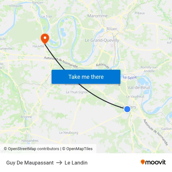 Guy De Maupassant to Le Landin map