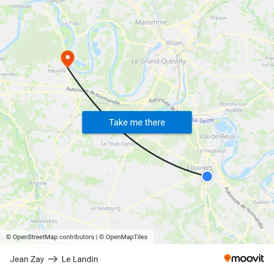 Jean Zay to Le Landin map