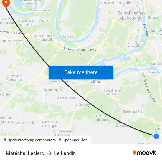 Maréchal Leclerc to Le Landin map