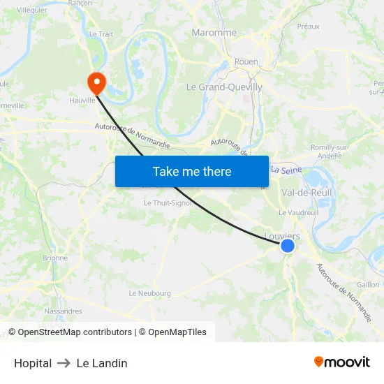 Hopital to Le Landin map