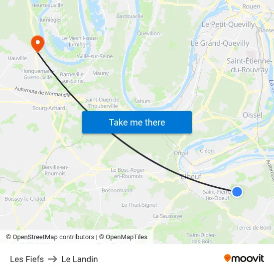 Les Fiefs to Le Landin map