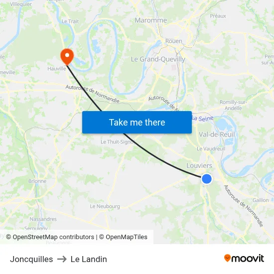 Joncquilles to Le Landin map