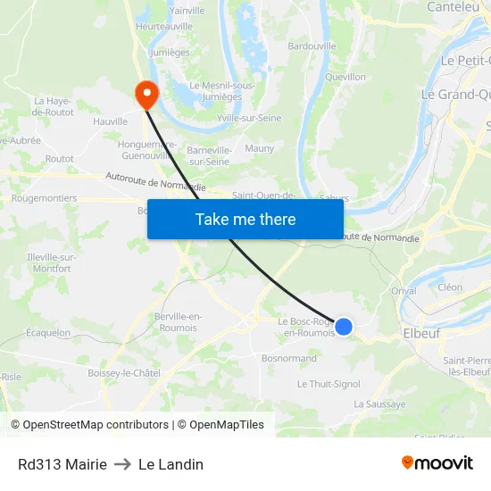 Rd313 Mairie to Le Landin map