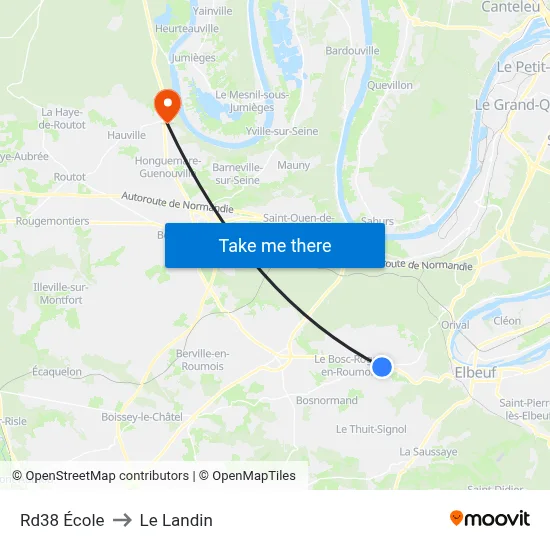 Rd38 École to Le Landin map