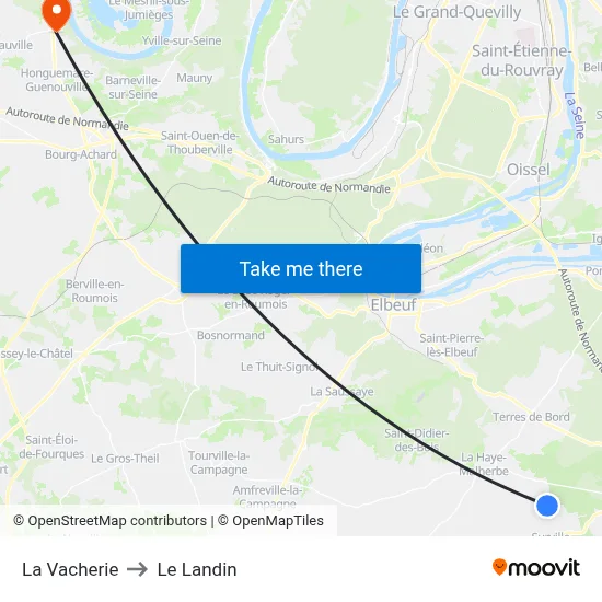 La Vacherie to Le Landin map
