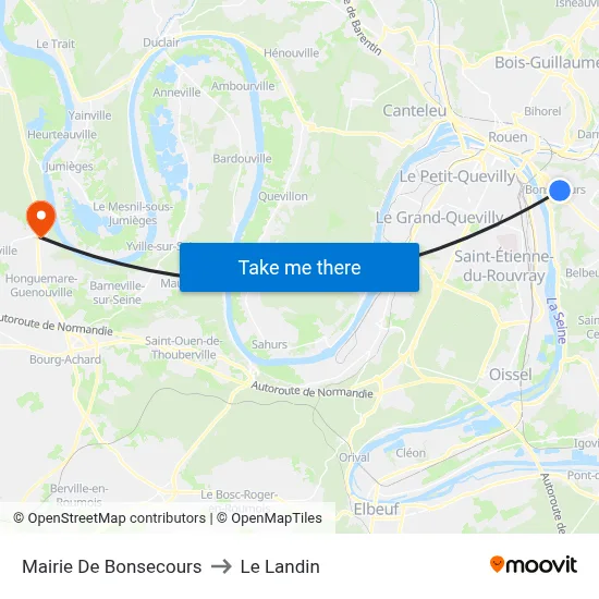 Mairie De Bonsecours to Le Landin map