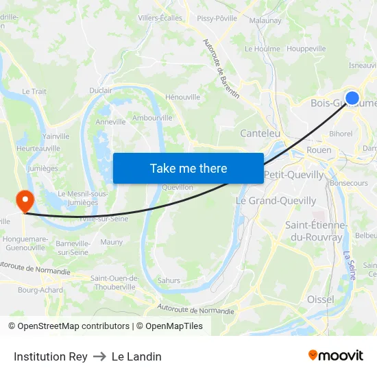 Institution Rey to Le Landin map