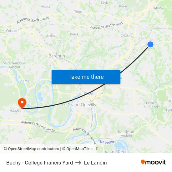 Buchy - College Francis Yard to Le Landin map