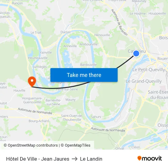 Hôtel De Ville - Jean Jaures to Le Landin map
