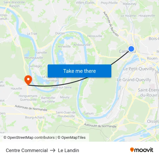 Centre Commercial to Le Landin map