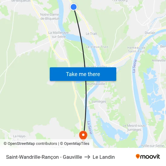 Saint-Wandrille-Rançon - Gauvillle to Le Landin map