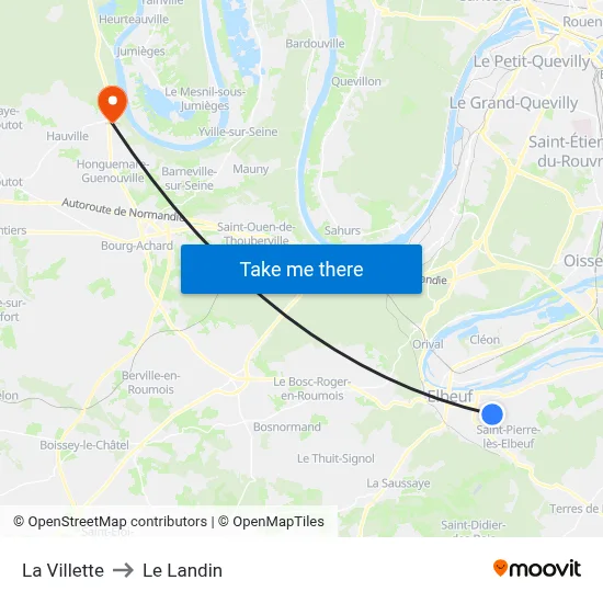 La Villette to Le Landin map