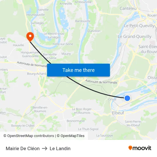 Mairie De Cléon to Le Landin map
