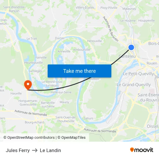 Jules Ferry to Le Landin map