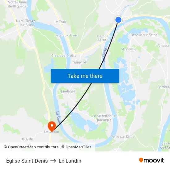 Église Saint-Denis to Le Landin map