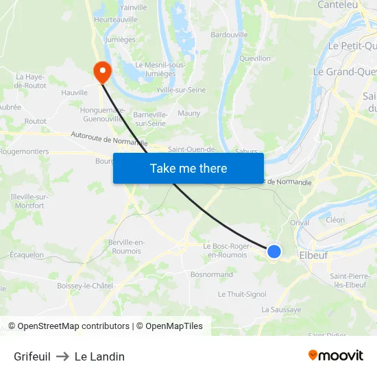 Grifeuil to Le Landin map