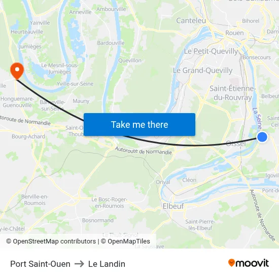 Port Saint-Ouen to Le Landin map