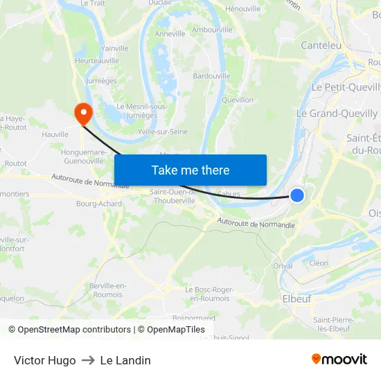 Victor Hugo to Le Landin map