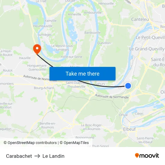 Carabachet to Le Landin map