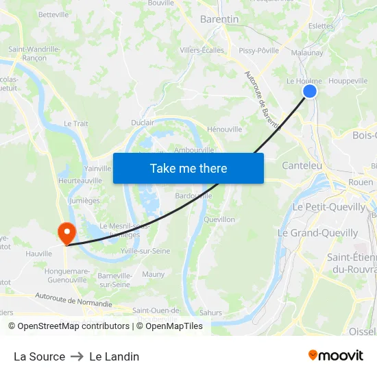 La Source to Le Landin map