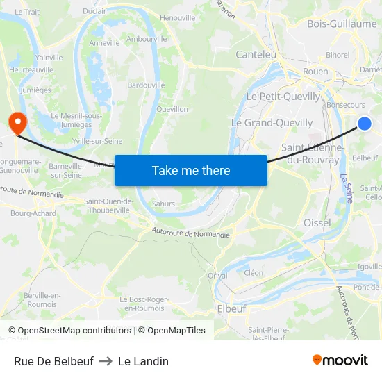 Rue De Belbeuf to Le Landin map