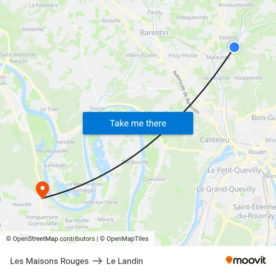 Les Maisons Rouges to Le Landin map