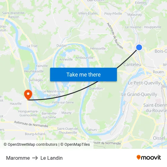 Maromme to Le Landin map