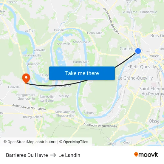 Barrieres Du Havre to Le Landin map