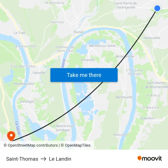 Saint-Thomas to Le Landin map