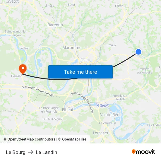 Le Bourg to Le Landin map